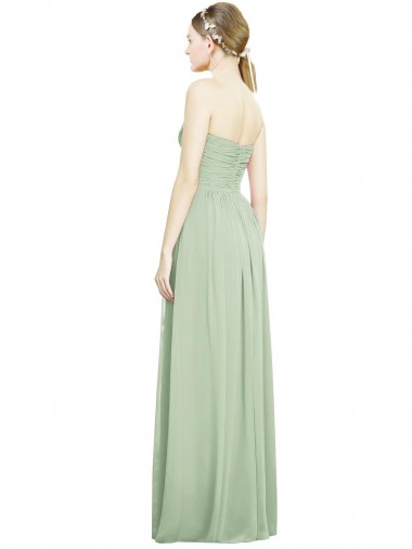 Crisscross Draped Full Length Strapless Chiffon Bridesmaid Dress Canada