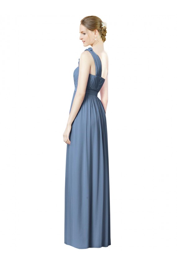 Flower Shoulder Draped One Shoulder Chiffon Bridesmaid Dress Canada