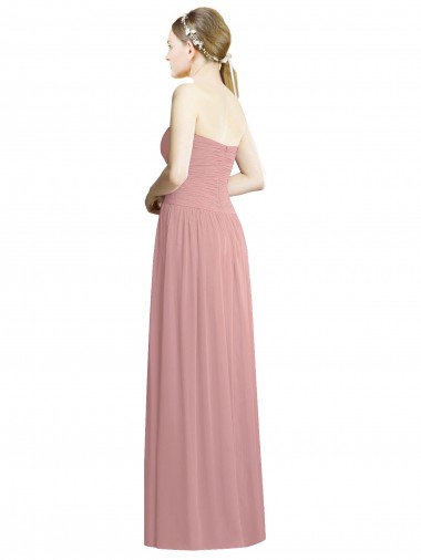 Crossover Draped Sweetheart Chiffon Formal Bridesmaid Dress with Front Slit Canada