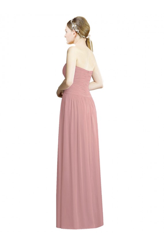 Crossover Draped Sweetheart Chiffon Formal Bridesmaid Dress with Front Slit Canada