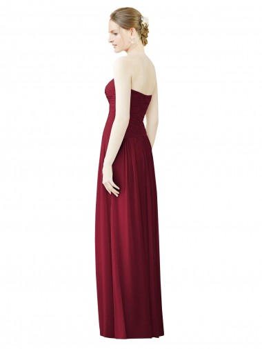 Draped Full Length Strapless Chiffon Bridesmaid Dress Canada