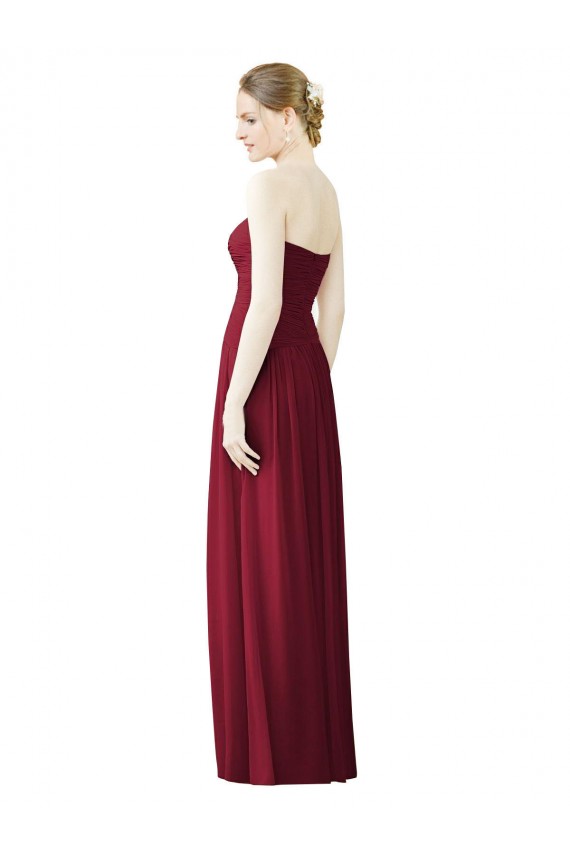 Draped Full Length Strapless Chiffon Bridesmaid Dress Canada