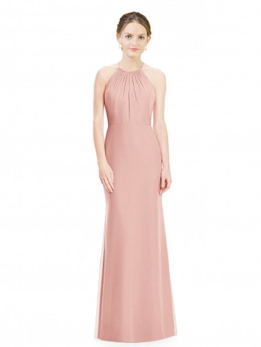 Shop Halter Neck Trumpet Chiffon Bridesmaid Dress Canada