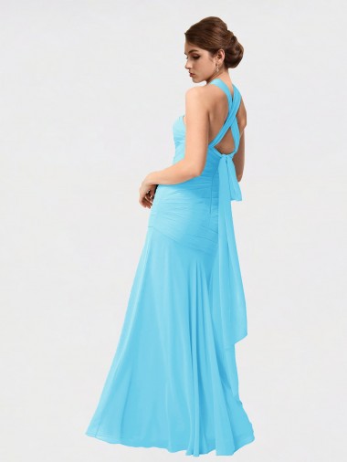 Long Halter Chiffon Bridesmaid Dress with Dropped Waist Canada