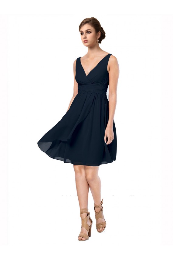 Short Knee Length Criss Cross Draped Chiffon Cocktail Bridesmaid Dress Canada