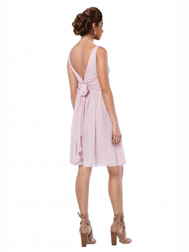 Short Knee Length Criss Cross Draped Chiffon Cocktail Bridesmaid Dress Canada