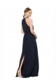 High Halter Neckline Chiffon Bridesmaid Dress with Slim Keyhole Back Canada