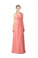 Shirred Bodice Full Length Long Chiffon Bridesmaid Dress Canada