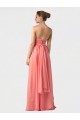 Shirred Bodice Full Length Long Chiffon Bridesmaid Dress Canada