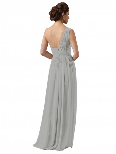 Ruffled One Shoulder Floor Length Long Chiffon Bridesmaid Dress Canada