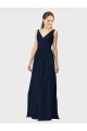 Long Chiffon Bridesmaid Dress with Shirred Bodice and V-Neckline Canada
