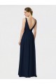 Long Chiffon Bridesmaid Dress with Shirred Bodice and V-Neckline Canada