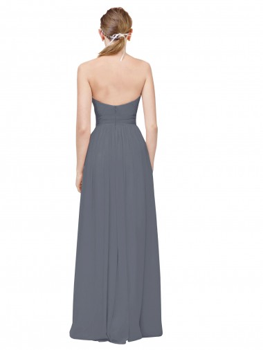 Twisted Waist Pleats Sweetheart Long Chiffon Bridesmaid Dress Canada