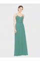 Rouched V-Neckline and Spaghetti Straps Long Chiffon Bridesmaid Dress Canada