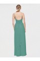 Rouched V-Neckline and Spaghetti Straps Long Chiffon Bridesmaid Dress Canada