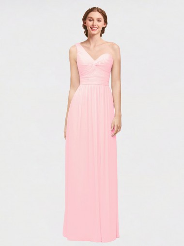 Shop One Shoulder Twisted Waist Sweetheart Chiffon Bridesmaid Dress Canada