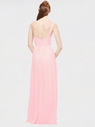 One Shoulder Twisted Waist Sweetheart Chiffon Bridesmaid Dress Canada