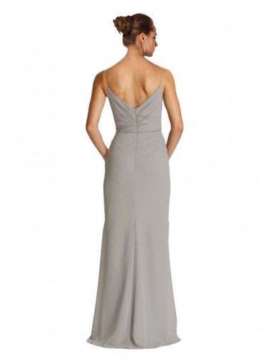 Long Chiffon A-Line Bridesmaid Dress with Criss-Cross Draped Bodice Canada