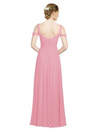 Sweetheart Long Chiffon Bridesmaid Dress with Off the Shoulder Straps Canada
