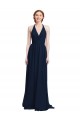 Halter Chiffon Bridesmaid Dress with V-Neckline and Criss Cross Waist Canada