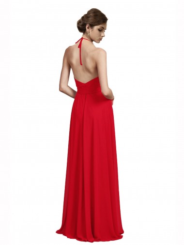 V-Neck Spaghetti Halter Strap Chiffon Bridesmaid Dress Canada