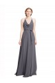 Spaghetti Strap Long Chiffon Bridesmaids Dress with Halter Cowl Neck Canada