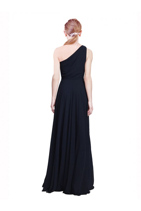 Long Chiffon Bridesmaid Dress with One Shoulder Neckline And Belt Canada
