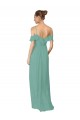 Hand-Ruched Chiffon Bridesmaid Dress with Flutter Sleeves Canada
