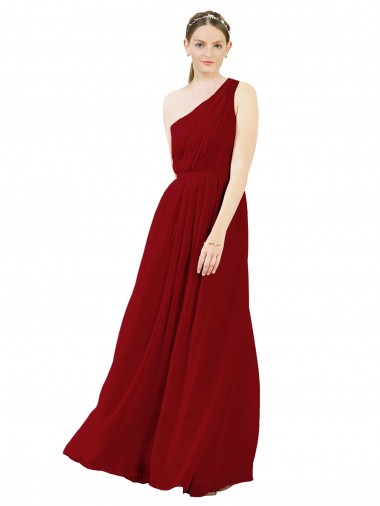 Shop Draped One Shoulder Long Floor Length Chiffon Bridesmaid Dress Canada