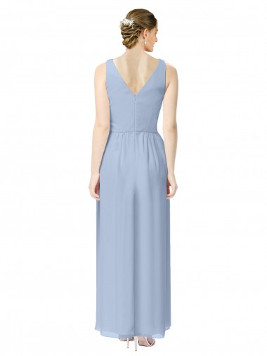 Long V-Neckline Chiffon Bridesmaid Dress with Twisted Waist Canada