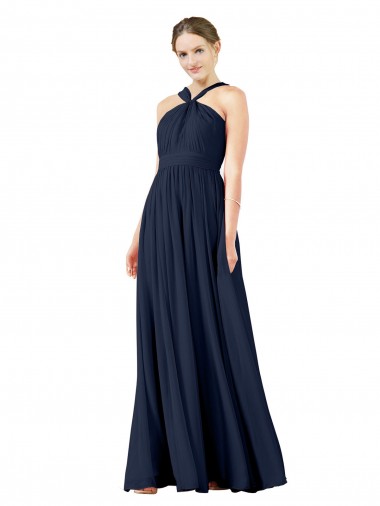 Shop High V-Neck Floor Length Chiffon Bridesmaid Dress Canada