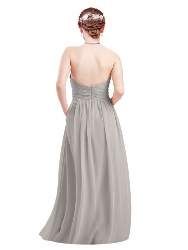 Halter High Neck Long Chiffon Bridesmaid Dress with Open Back Canada