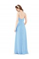 Pleated Low Back Long V-Neck Chiffon Bridesmaid Dress with Thin Straps Canada