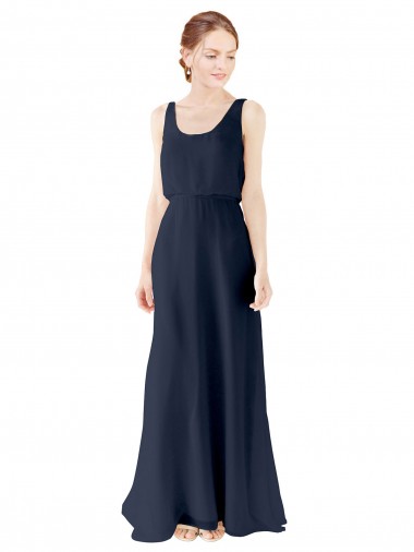 Shop Scoop Neckline Fitted Long Chiffon Bridesmaid Dress Open Back Canada