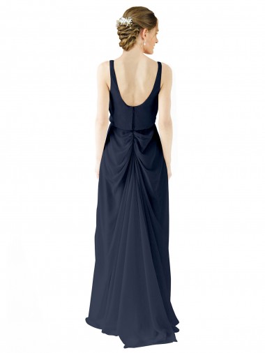 Scoop Neckline Fitted Long Chiffon Bridesmaid Dress Open Back Canada