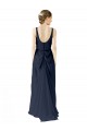 Scoop Neckline Fitted Long Chiffon Bridesmaid Dress Open Back