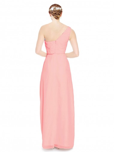 One Shoulder Sweetheart Neckline Long Chiffon Bridesmaid Dress Canada