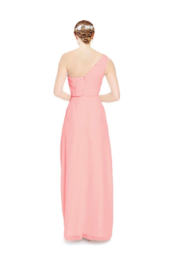 One Shoulder Sweetheart Neckline Long Chiffon Bridesmaid Dress Canada
