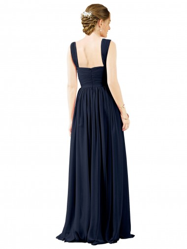 Square Neckline Sexy Open Back Long Chiffon Bridesmaid Dress Canada