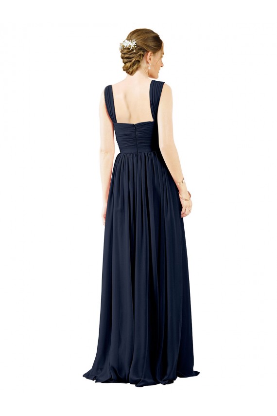 Square Neckline Sexy Open Back Long Chiffon Bridesmaid Dress Canada