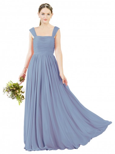 Shop Square Neckline Sexy Open Back Long Chiffon Bridesmaid Dress Canada