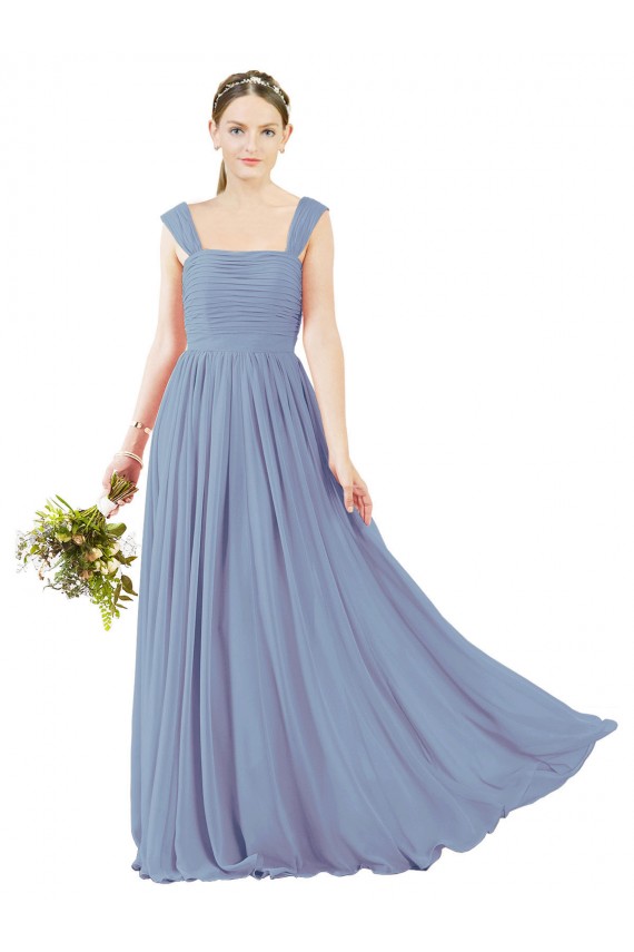 Square Neckline Sexy Open Back Long Chiffon Bridesmaid Dress Canada