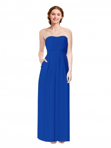 Strapless Sweetheart Keyhole Back Long Chiffon Bridesmaid Dress Canada