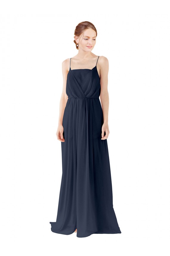 Spaghetti Straps Open Back Long Chiffon Bridesmaid Dress Canada