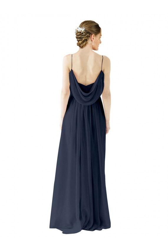 Spaghetti Straps Open Back Long Chiffon Bridesmaid Dress Canada