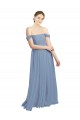 Long Floor Length Chiffon Bridesmaid Dress with Fluttering Off the Shoulder Straps Canada
