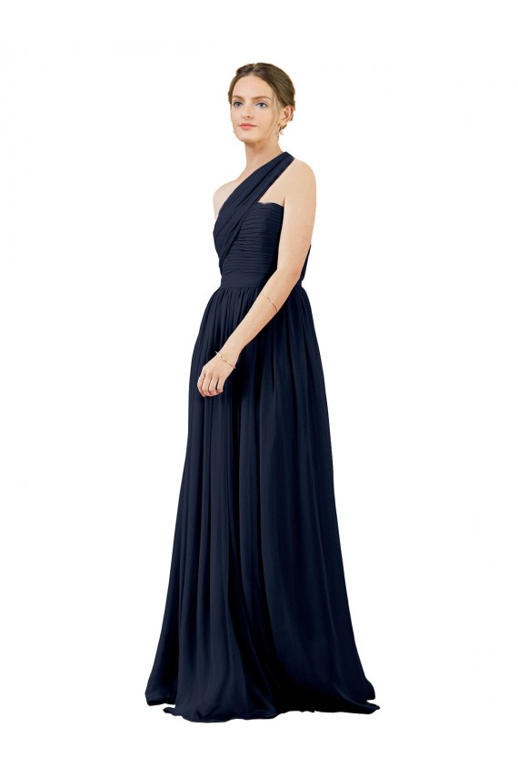 Draped One Shoulder Strapless Chiffon Bridesmaid Dress Canada