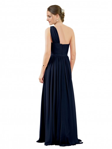 Draped One Shoulder Strapless Chiffon Bridesmaid Dress Canada