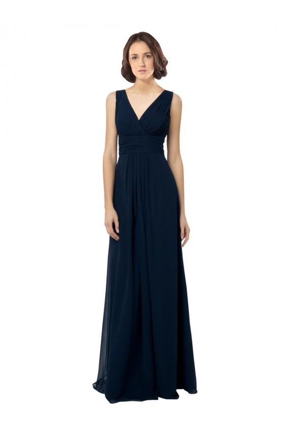 Chiffon Sleeveless Bridesmaid Dress with V Front and Back Canada