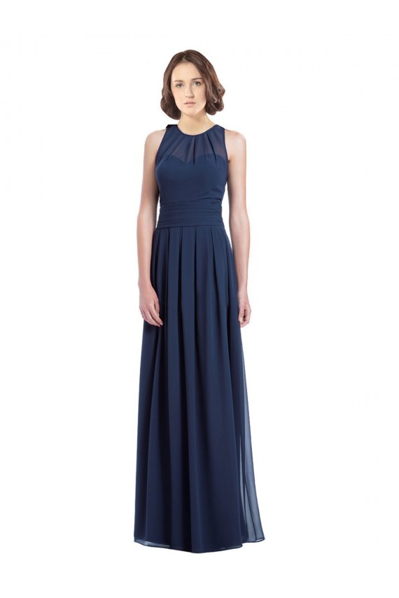 Chiffon High Neck Sleeveless Bridesmaid Dress with Pleats Canada